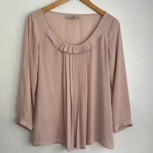LOFT Long Sleeve Round Neck Blouse Blush